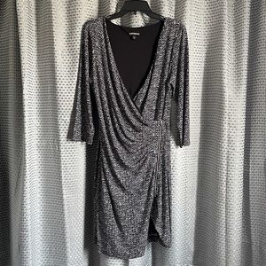 Express black/white patterned cocktail dress